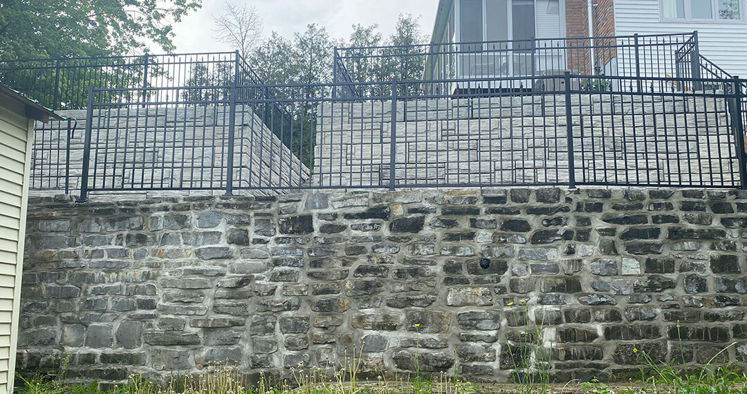 Retaining Wall With Wrought Iron Fence