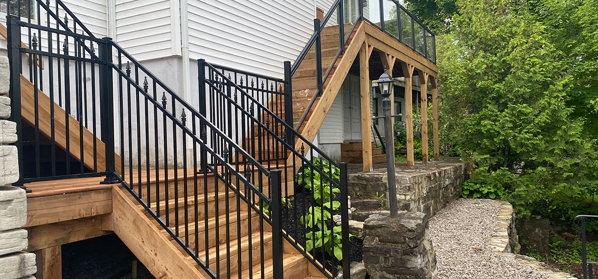 Landscaping With Wooden Steps & Railings